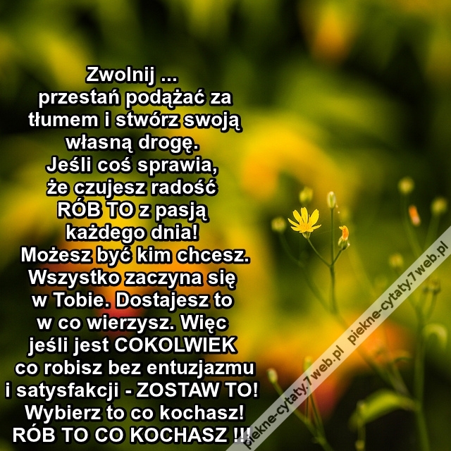 Zwolnij ... przestań podążać za ...