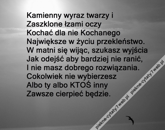 Kamienny wyraz twarzy.