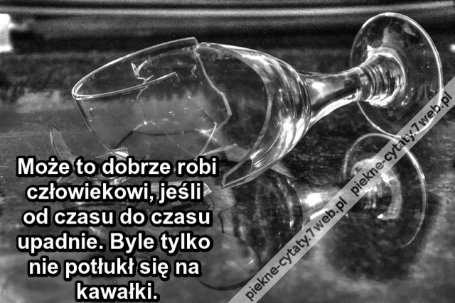 Może to dobrze robi człowiekowi, jeśli od czasu do czasu upadnie. Byle tylko nie potłukł się na kawałki.