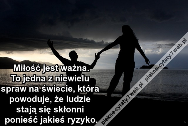 Miłość jest ważna. To jedna z niewielu spraw na świecie, która powoduje, że ludzie stają się skłonni ponieść jakieś ryzyko.