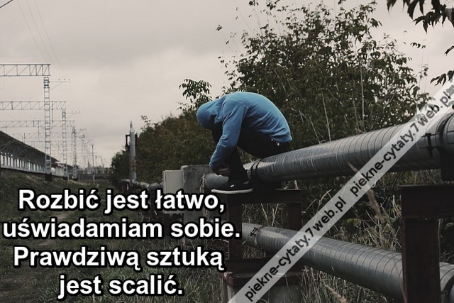 Rozbić jest łatwo, uświadamiam sobie. Prawdziwą sztuką jest scalić.