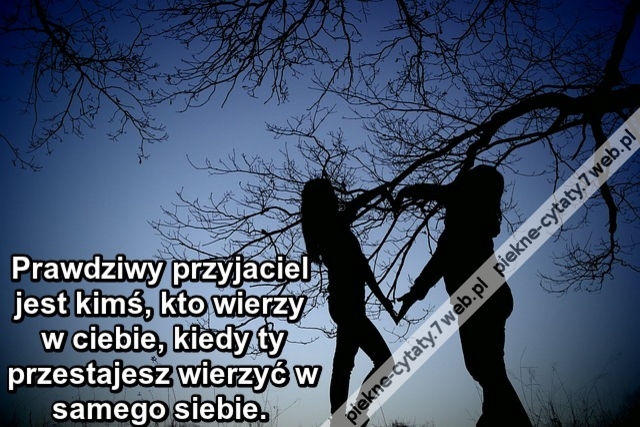 Prawdziwy przyjaciel jest kimś, kto wierzy w ciebie kiedy ty przestajesz wierzyć w samego siebie.