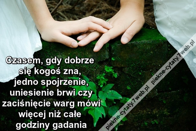 Czasem, gdy dobrze się kogoś zna, jedno spojrzenie, uniesienie brwi czy zaciśnięcie warg mówi więcej niż całe godziny gadania