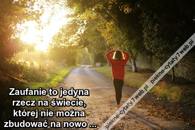 Zaufanie to jedyna rzecz na świecie, której nie można zbudować na nowo ...