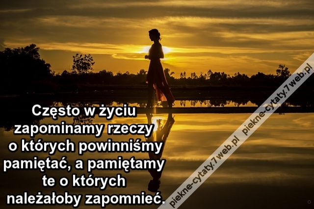 Często w życiu zapominamy rzeczy o których powinniśmy pamiętać, a pamiętamy te o których należałoby zapomnieć.