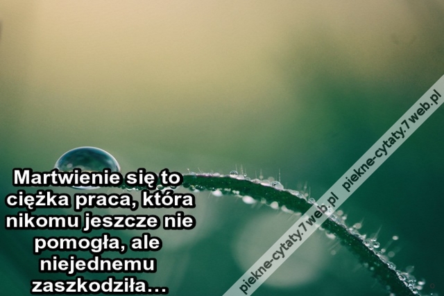 Martwienie się to ciężka praca, która nikomu jeszcze nie pomogła, ale niejednemu zaszkodziła…