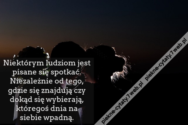 Niektórym ludziom jest pisane się spotkać. Niezależnie od tego, gdzie się znajdują czy dokąd się wybierają, któregoś dnia na siebie wpadną.