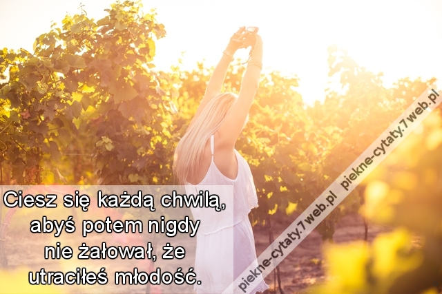 Ciesz się każdą chwilą, abyś potem nigdy nie żałował, że utraciłeś młodość.