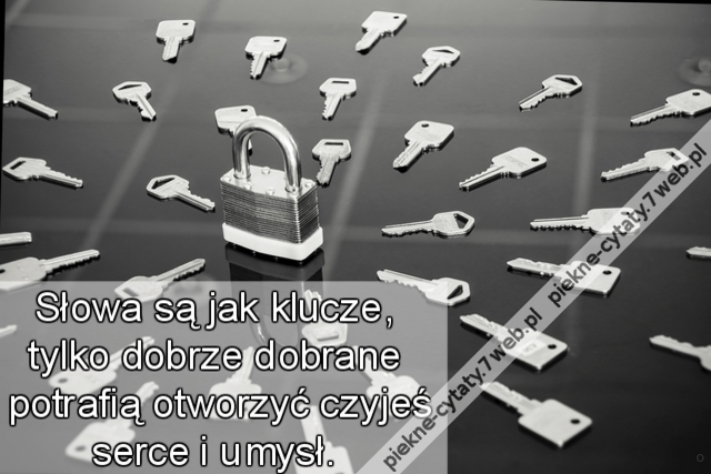 Słowa są jak klucze, tylko dobrze dobrane potrafią otworzyć czyjeś serce i umysł.