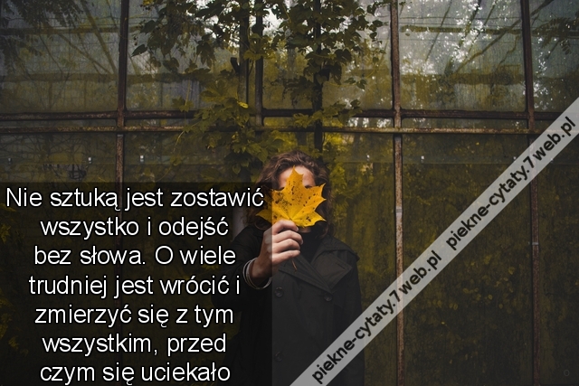 Nie sztuką jest zostawić wszystko i odejść bez słowa. O wiele trudniej jest wrócić i zmierzyć się z tym wszystkim, przed czym się uciekało