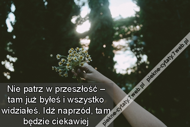 Nie patrz w przeszłość – tam już byłeś i wszystko widziałeś. Idź naprzód, tam będzie ciekawiej