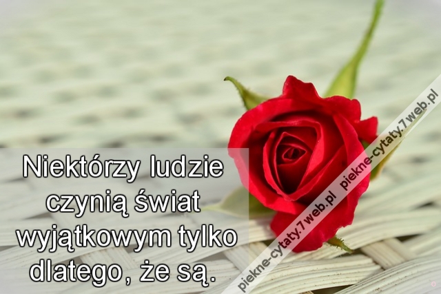 Niektórzy ludzie czynią świat wyjątkowym tylko dlatego,że są.