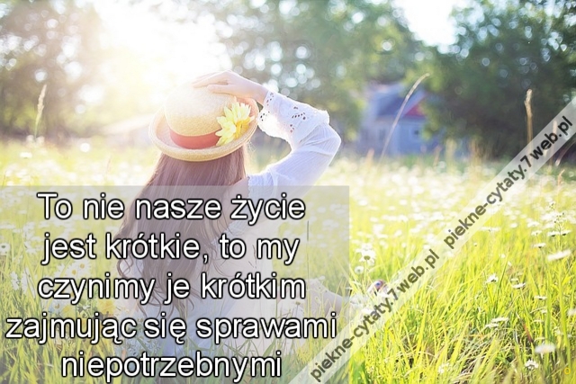 To nie nasze życie jest krótkie, to my czynimy je krótkim zajmując się sprawami niepotrzebnymi