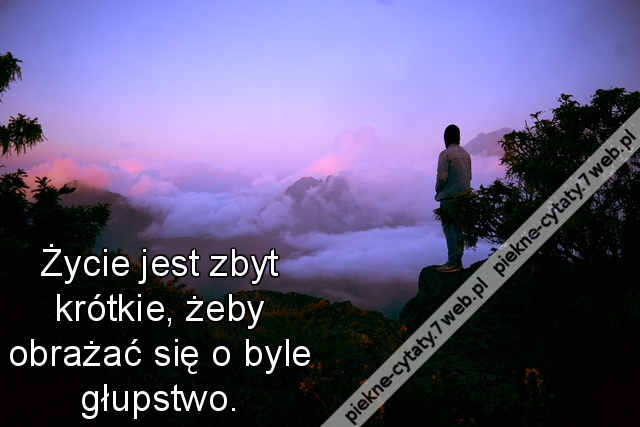 Życie jest zbyt krótkie, żeby obrażać się o byle głupstwo.