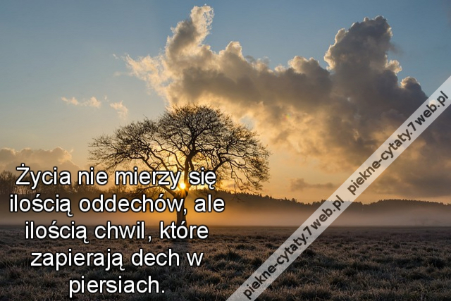 Życia nie mierzy się ilością oddechów, ale ilością chwil, które zapierają dech w piersiach.