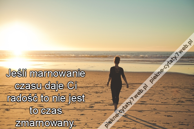 Jeśli marnowanie czasu daje Ci radość to nie jest to czas zmarnowany.