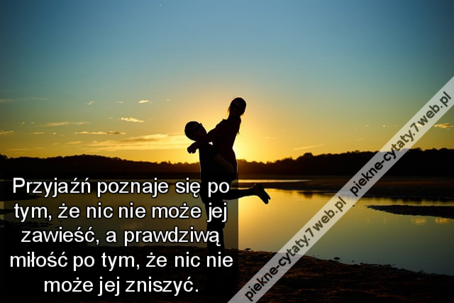 Przyjaźń poznaje się po tym, że nic nie może jej zawieść, a prawdziwą miłość po tym, że nic nie może jej zniszyć.