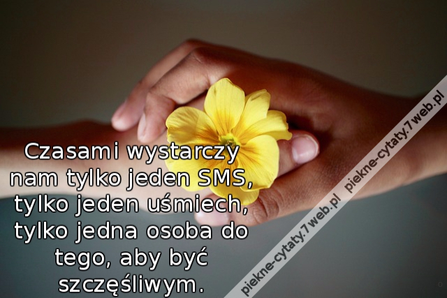 Czasami wystarczy nam tylko jeden SMS , tylko jeden uśmiech , tylko jedna osoba do tego , aby być szczęśliwym .