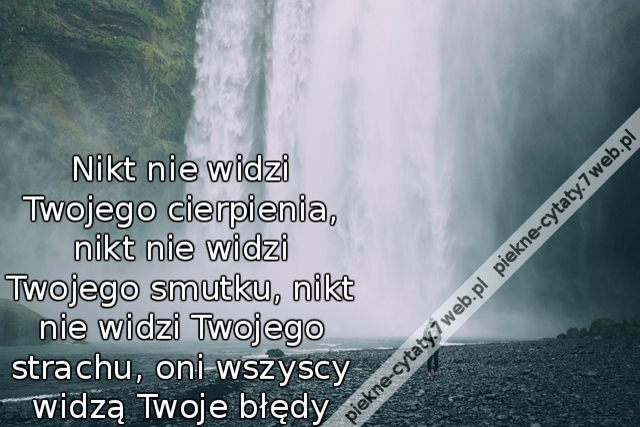 Nikt nie widzi Twojego cierpienia, nikt nie widzi Twojego smutku, nikt nie widzi Twojego strachu, oni wszyscy widzą Twoje błędy.