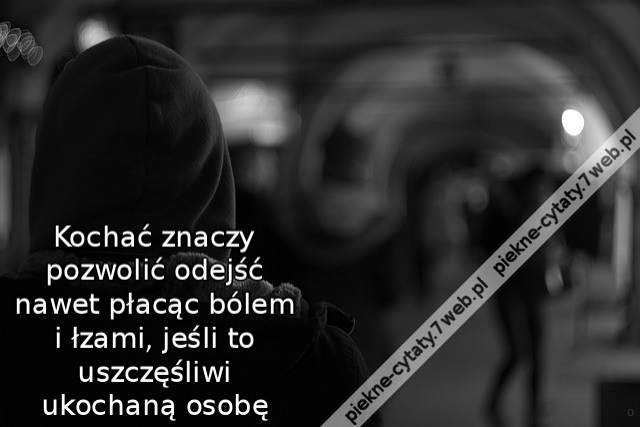 Kochać znaczy pozwolić odejść nawet płacąc bólem i łzami, jeśli to uszczęśliwi ukochaną osobę