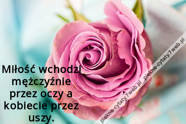 Miłość wchodzi mężczyźnie przez oczy a kobiecie przez uszy.