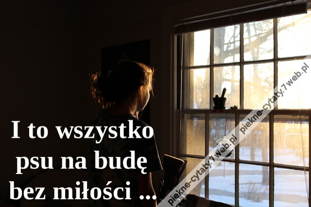 I to wszystko psu na budę bez miłości ...