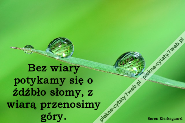 Bez wiary potykamy się o źdźbło słomy, z wiarą przenosimy góry.