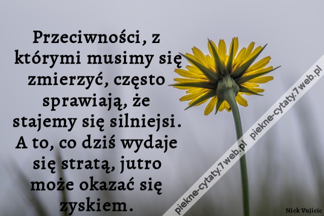 Przeciwności, z którymi musimy się zmierzyć, często sprawiają, że stajemy się silniejsi. A to, co dziś wydaje się stratą, jutro może okazać się zyskiem.