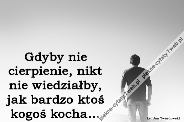 Gdyby nie cierpienie, nikt nie wiedziałby, jak bardzo ktoś kogoś kocha…