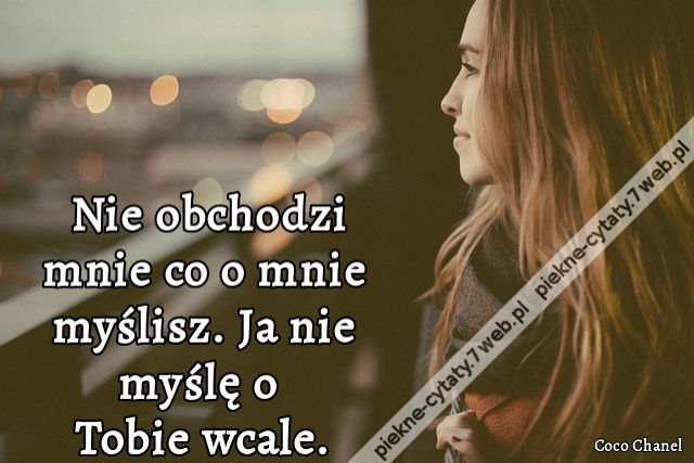 Nie obchodzi mnie co o mnie myślisz. Ja nie myślę o Tobie wcale.