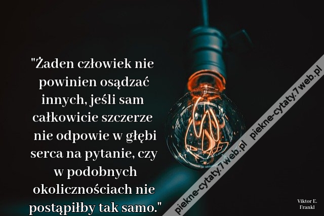 Żaden człowiek nie powinien osądzać innych, jeśli sam całkowicie szczerze nie odpowie w głębi serca na pytanie, czy w podobnych okolicznościach nie postąpiłby tak samo.