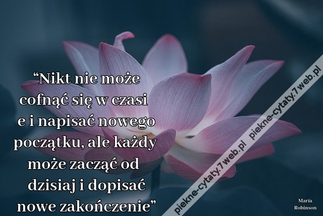 “Nikt nie może cofnąć się w czasie i napisać nowego początku, ale każdy może zacząć od dzisiaj i dopisać nowe zakończenie”.