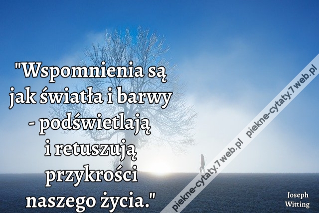 Wspomnienia są jak światła i barwy - podświetlają i retuszują przykrości naszego życia.