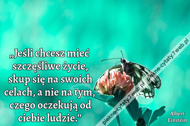 „Jeśli chcesz mieć szczęśliwe życie, skup się na swoich celach, a nie na tym, czego oczekują od ciebie ludzie.”