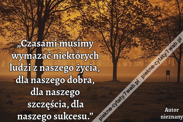 „Czasami musimy wymazać niektórych ludzi z naszego życia, dla naszego dobra, dla naszego szczęścia, dla naszego sukcesu.”