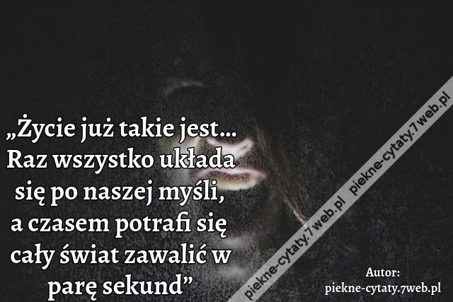 „Życie już takie jest… Raz wszystko układa się po naszej myśli, a czasem potrafi się cały świat zawalić w parę sekund”