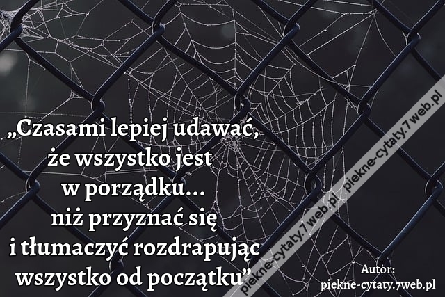 „Czasami lepiej udawać, że wszystko jest w porządku... niż przyznać się i tłumaczyć rozdrapując wszystko od początku”