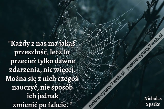 "Każdy z nas ma jakąś przeszłość, lecz to przecież tylko dawne zdarzenia, nic więcej. Można się z nich czegoś nauczyć, nie sposób ich jednak zmienić po fakcie."