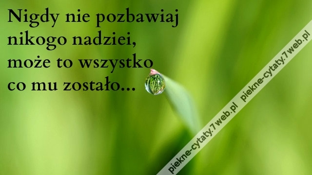 Nigdy nie pozbawiaj nikogo nadziei, może to wszystko co mu zostało