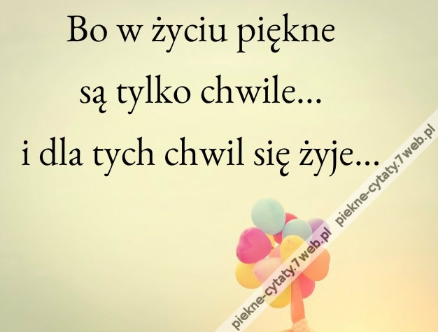 Bo w życiu piękne są tylko chwile...